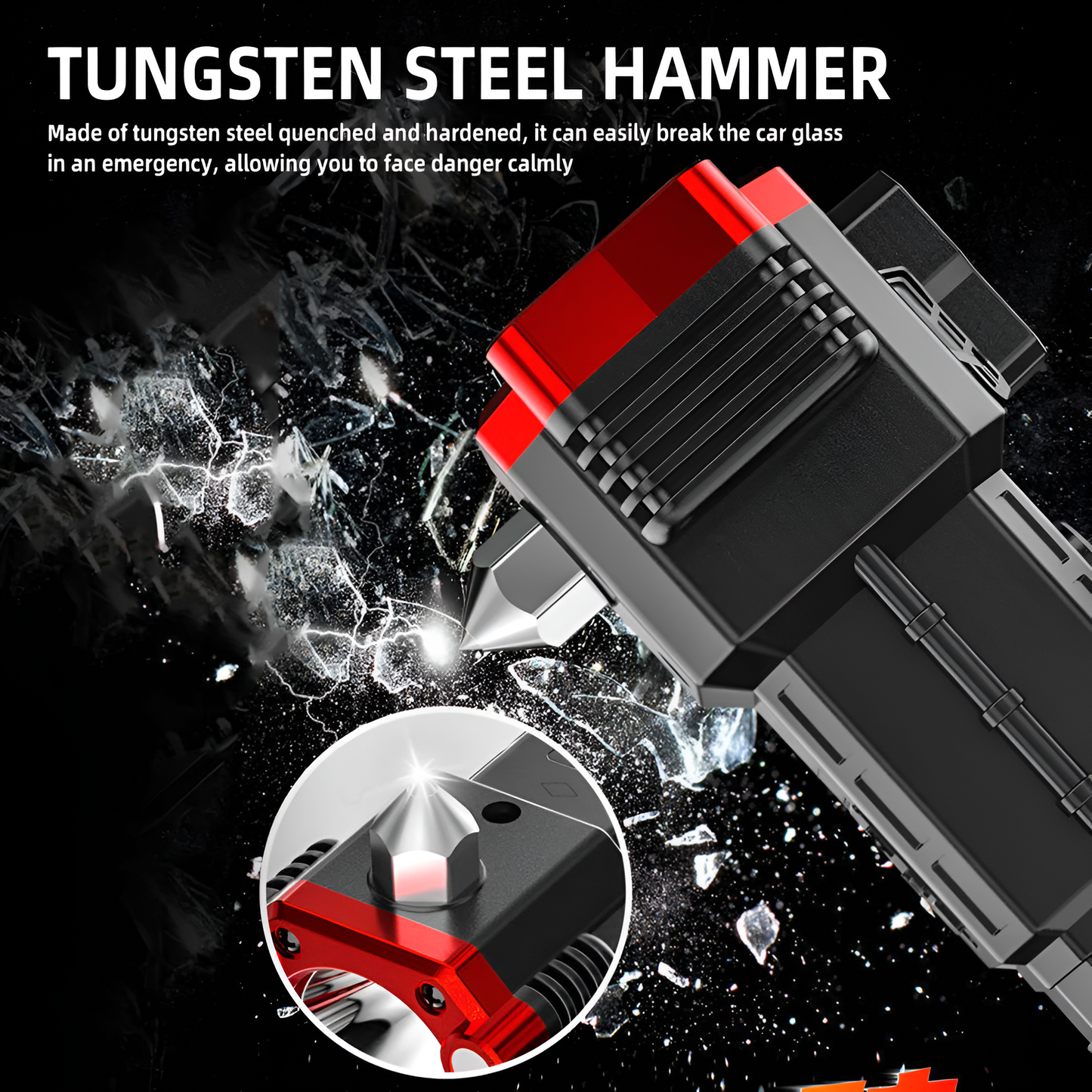 Power Bank Zoomable LED Torch | Emergency Car Hammer, Work Light, Lantern & Flashlight – Rechargeable Multi-Functional Tool