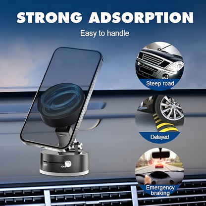 Vacuum Magnetic Suction Phone Holder – 360° Rotatable Car & Desk Mount