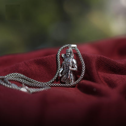Lord Ram Pendant with Chain for Men – Oxidised Silver