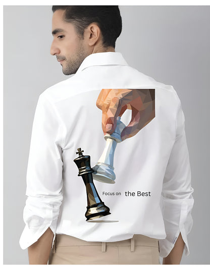 Men’s Regular Fit Chess Printed Casual Shirt | Stylish White Printed Shirt for Men