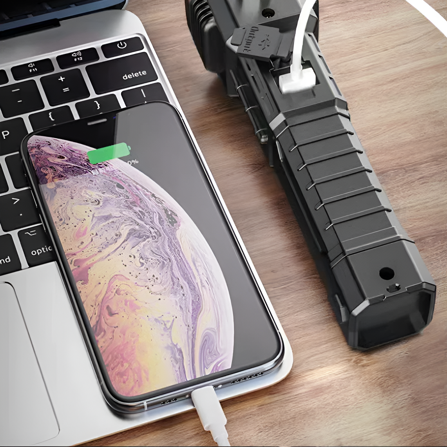 Power Bank Zoomable LED Torch | Emergency Car Hammer, Work Light, Lantern & Flashlight – Rechargeable Multi-Functional Tool