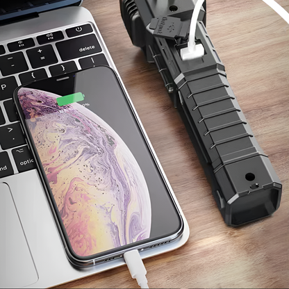 Power Bank Zoomable LED Torch | Emergency Car Hammer, Work Light, Lantern & Flashlight – Rechargeable Multi-Functional Tool